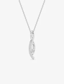 Collier motif courbes en argent 925‰ rhodié et oxydes de zirconium SO OR