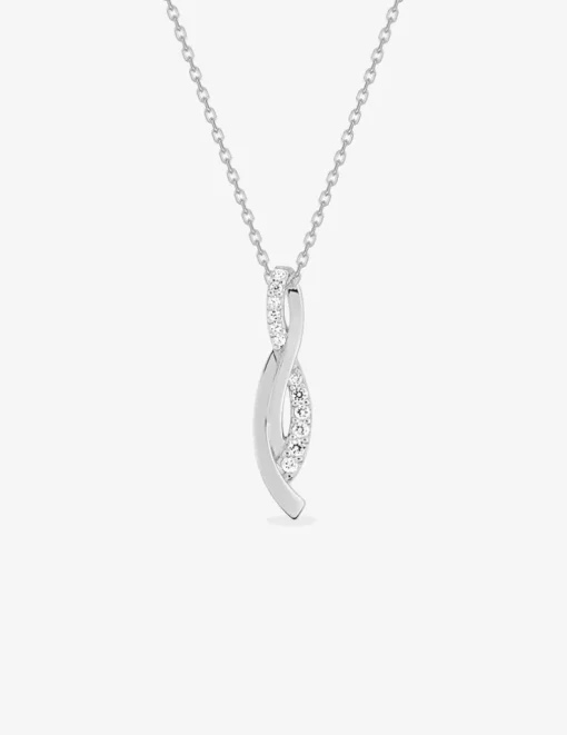 Collier motif courbes en argent 925‰ rhodié et oxydes de zirconium SO OR