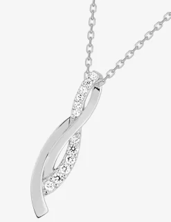 Collier motif courbes en argent 925‰ rhodié et oxydes de zirconium SO OR