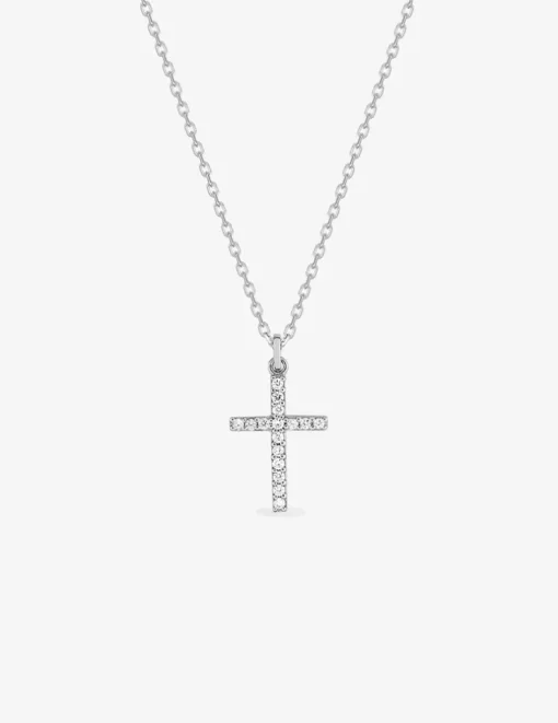 Collier motif croix en argent 925 ‰ rhodié et oxydes de zirconium SO OR