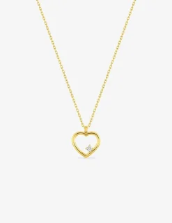 Collier motif cœur or jaune 375 ‰, oxydes de zirconium SO OR