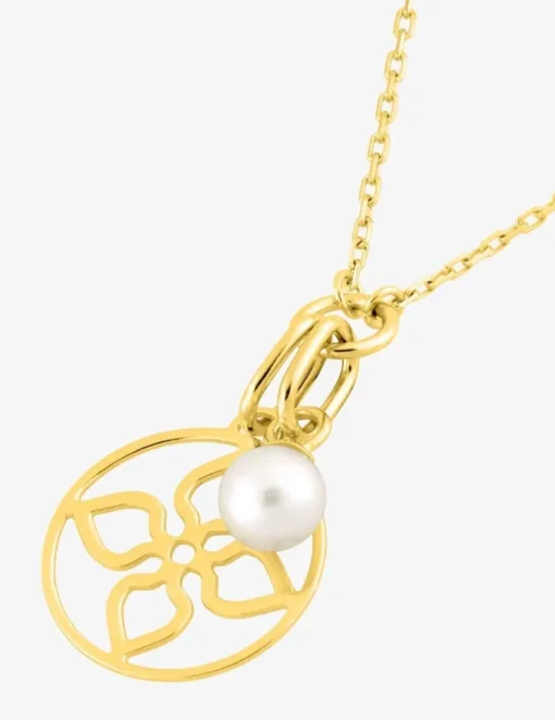 Collier motif fantaisie or jaune 375‰ et perle de culture d'eau douce 4 mm SO OR