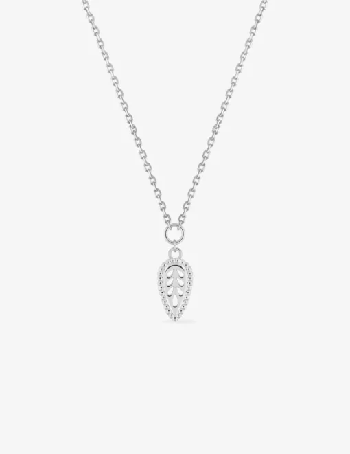 Collier motif feuille en argent 925 ‰ rhodié SO OR