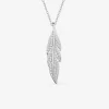 Collier motif feuille en argent 925 ‰ rhodié et oxyde de zirconium SO OR