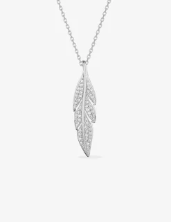 Collier motif feuille en argent 925 ‰ rhodié et oxyde de zirconium SO OR