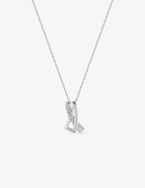 Collier motif géométrique en or blanc 375 ‰ et oxydes de zirconium SO OR