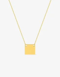 Collier motif plaque carré or jaune 375 ‰ SO OR