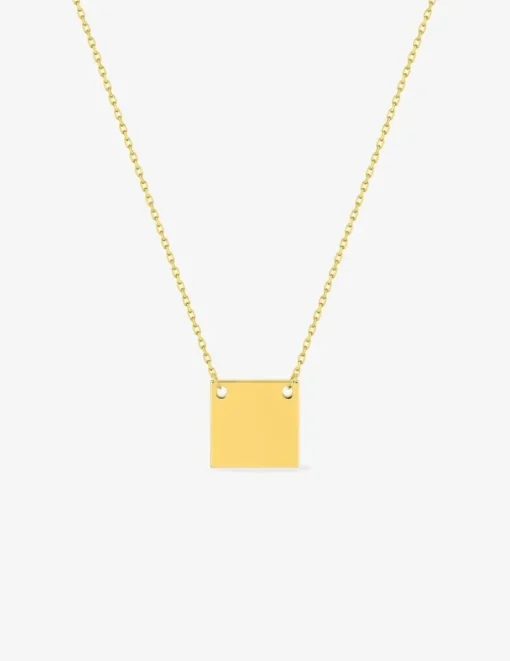 Collier motif plaque carré or jaune 375 ‰ SO OR