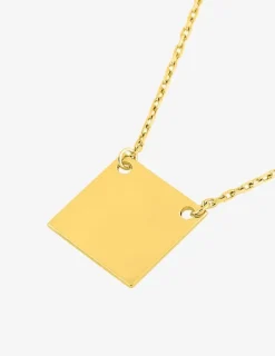Collier motif plaque carré or jaune 375 ‰ SO OR