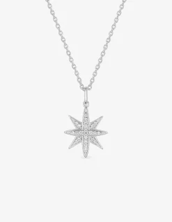 Collier motif étoile en argent 925 ‰ rhodié et oxydes de zirconium SO OR