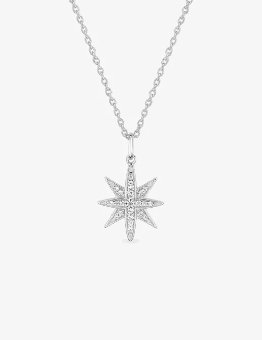 Collier motif étoile en argent 925 ‰ rhodié et oxydes de zirconium SO OR