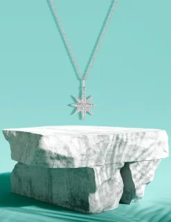 Collier motif étoile en argent 925 ‰ rhodié et oxydes de zirconium SO OR