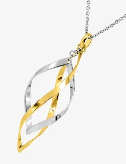 Collier motif torsadé en acier blanc et doré SO OR