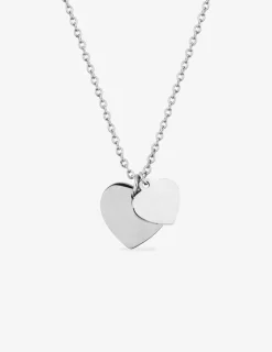 Collier motifs cœurs en acier gris SO OR