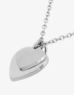 Collier motifs cœurs en acier gris SO OR