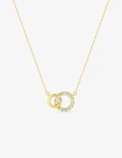 Collier motifs ronds or jaune 750 ‰, oxyde de zirconium et rhodium SO OR
