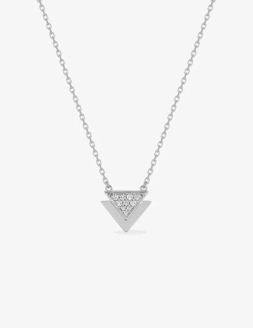Collier motifs triangulaires en argent 925 ‰ rhodié et oxydes de zirconium SO OR