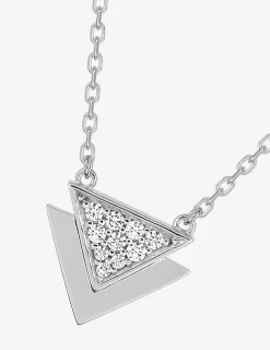 Collier motifs triangulaires en argent 925 ‰ rhodié et oxydes de zirconium SO OR