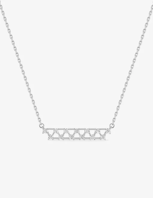 Collier motifs triangulaires argent 925‰ rhodié et oxydes de zirconium SO OR