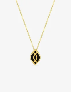 Collier Ondine Or jaune 375‰, motif laque noir de jais SO OR