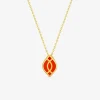 Collier Ondine Or jaune 375‰, motif laque corail SO OR
