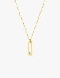 Collier or 375 ‰ avec pendentif rectangle et topaze bleu SO OR