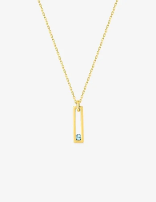 Collier or 375 ‰ avec pendentif rectangle et topaze bleu SO OR