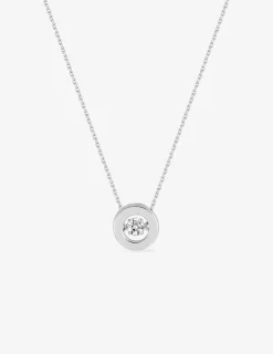 Collier or 750 ‰ blanc avec oxyde de zirconium dans un cercle SO OR