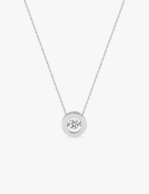 Collier or 750 ‰ blanc avec oxyde de zirconium dans un cercle SO OR