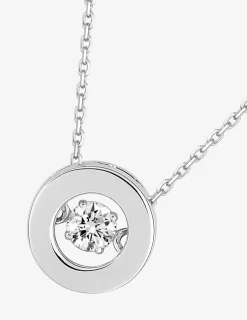 Collier or 750 ‰ blanc avec oxyde de zirconium dans un cercle SO OR