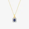 Collier or 375 ‰ et rhodium avec saphir encadré d'oxydes de zirconium SO OR