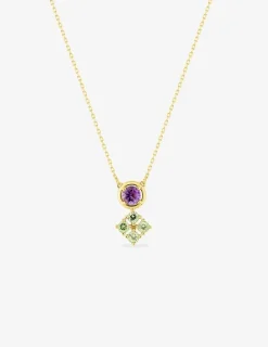 Collier or 375 ‰ jaune avec améthyste et péridots SO OR