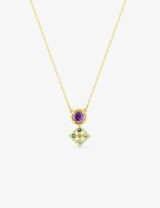 Collier or 375 ‰ jaune avec améthyste et péridots SO OR