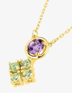 Collier or 375 ‰ jaune avec améthyste et péridots SO OR