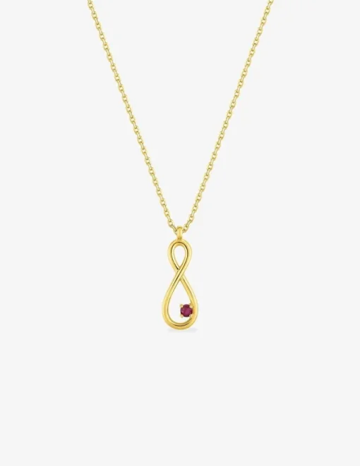 Collier or 750 ‰ jaune avec motif infini et rubis SO OR