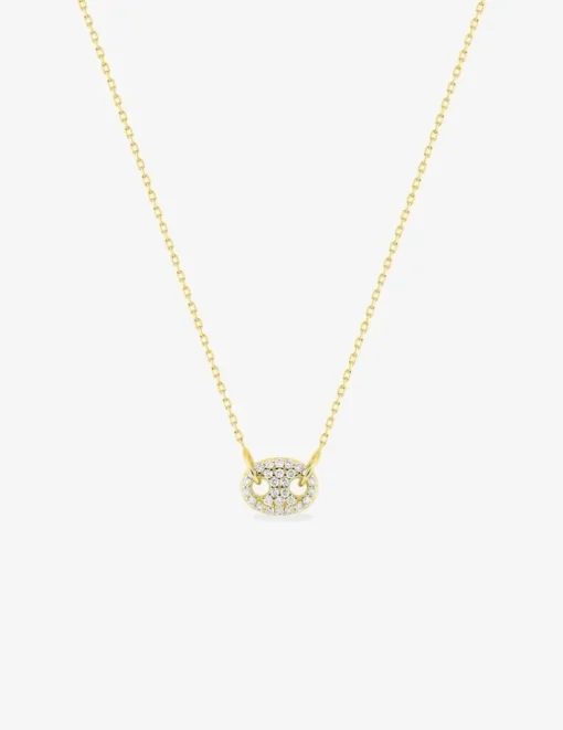 Collier or 375 ‰ jaune avec pendentif grain de café et oxydes de zirconium SO OR