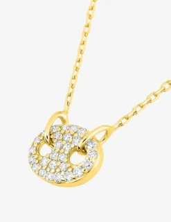 Collier or 375 ‰ jaune avec pendentif grain de café et oxydes de zirconium SO OR