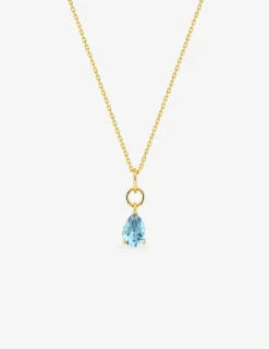 Collier or 750 ‰ jaune avec topaze bleue en amande SO OR
