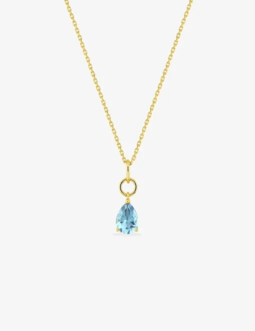 Collier or 750 ‰ jaune avec topaze bleue en amande SO OR
