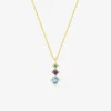 Collier or 750 ‰ jaune avec topaze bleue, améthyste et péridot SO OR
