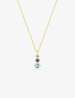 Collier or 750 ‰ jaune avec topaze bleue, améthyste et péridot SO OR