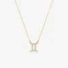 Collier or 750 ‰ jaune, pendentif zodiaque gémeaux avec oxydes de zirconium SO OR