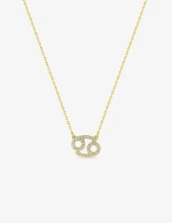 Collier or 750 ‰ jaune, pendentif zodiaque cancer avec oxydes de zirconium SO OR