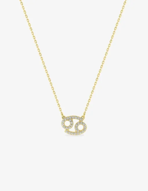 Collier or 750 ‰ jaune, pendentif zodiaque cancer avec oxydes de zirconium SO OR