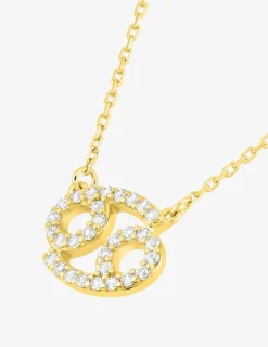 Collier or 750 ‰ jaune, pendentif zodiaque cancer avec oxydes de zirconium SO OR