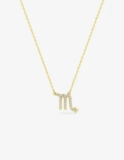Collier or 750 ‰ jaune, pendentif zodiaque scorpion avec oxydes de zirconium SO OR