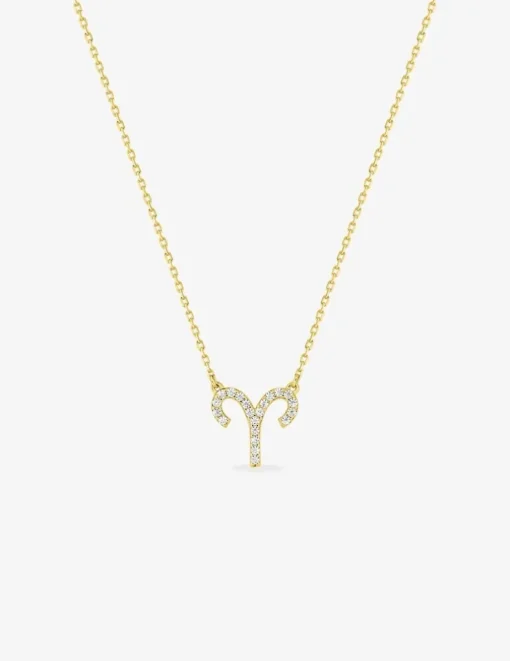 Collier or 375 ‰ jaune, pendentif zodiaque bélier avec oxydes de zirconium SO OR