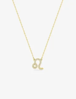 Collier or 375 ‰ jaune, pendentif zodiaque lion avec oxydes de zirconium SO OR