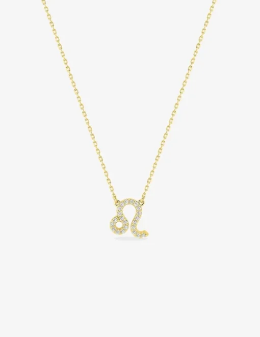 Collier or 375 ‰ jaune, pendentif zodiaque lion avec oxydes de zirconium SO OR
