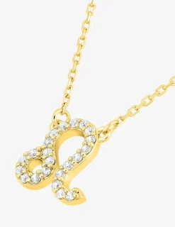 Collier or 375 ‰ jaune, pendentif zodiaque lion avec oxydes de zirconium SO OR